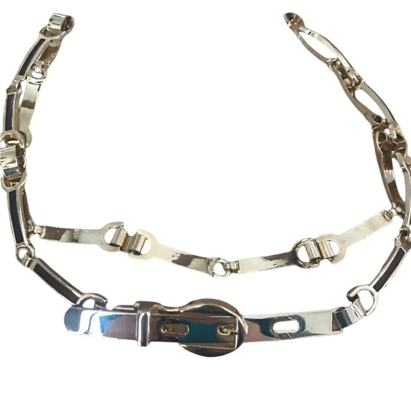 Woman’s Thin Gold Tone Belt Accessory Horse Bit Brown Enamel Gold Bars - Picture 1 of 8